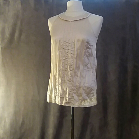 J Crew cream colored, shiny blouse - Picture 1 of 3